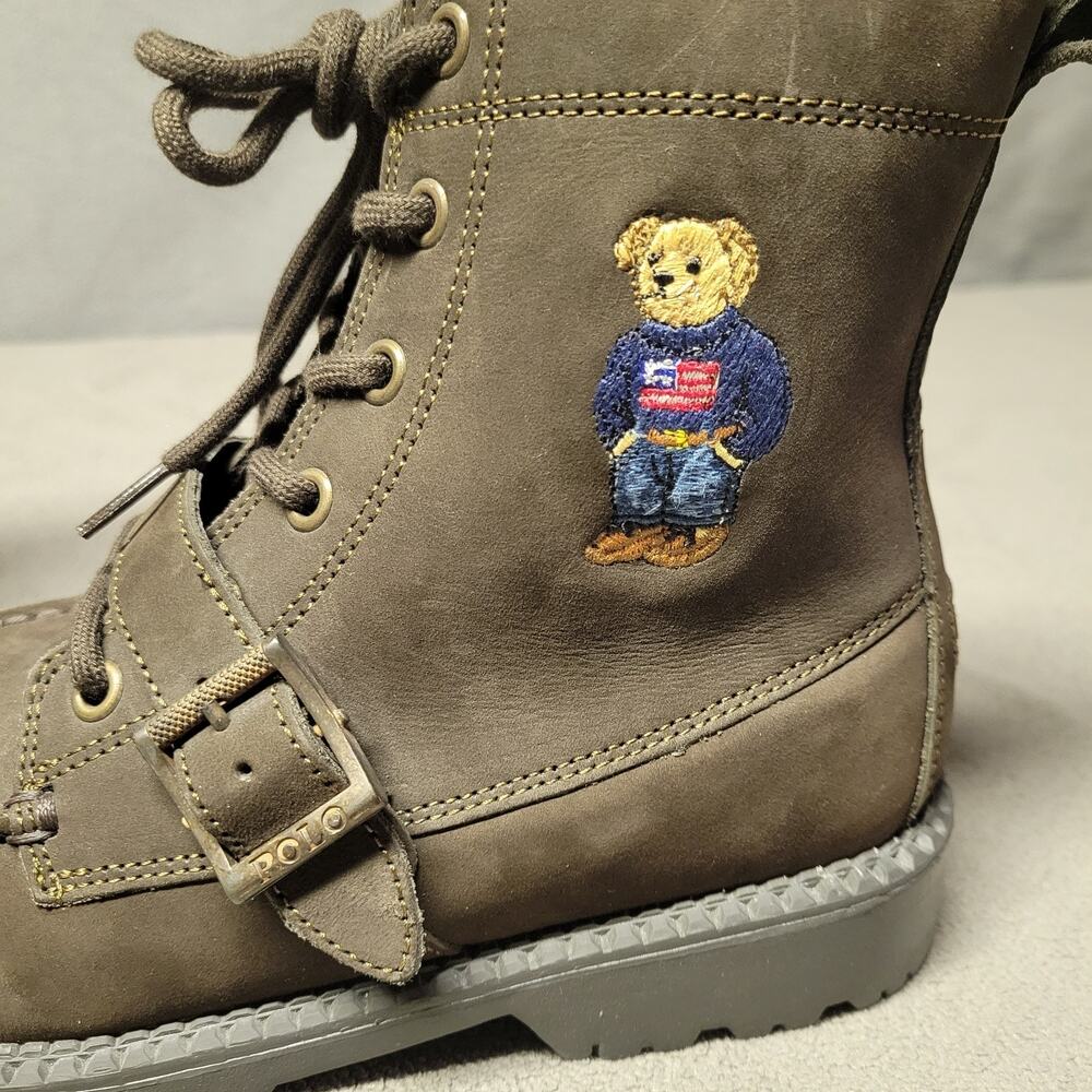 Polo Ralph Lauren Boots Boys Size 5 Suede Leather Ranger High Top Bear Buckle